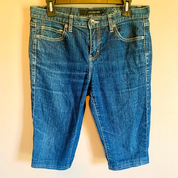 Calvin Klein Blue Jean Skinny Bermuda Shorts - Picture 1 of 6